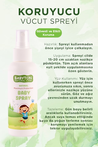 Babyton Organik ve Doğal İçerikli Vücut Koruyucu Sprey 100 ML