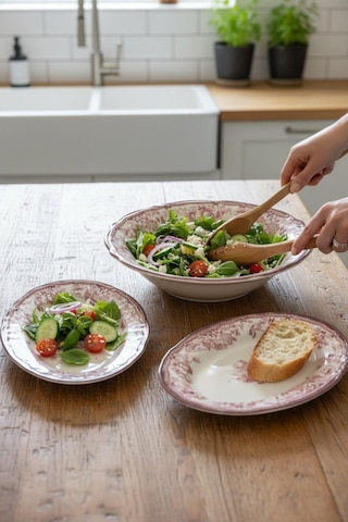 5 Parça Porselen Velour Maroon Salata Kayık Seti-5575 Çok Renkli