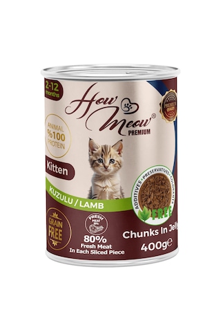 How Meow Jöleli Kuzulu Parça Etli Yavru Kedi Yaş Maması 12 x 400 G