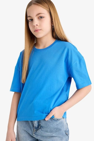 Defacto Kız Çocuk Relax Fit Bisiklet Yaka Basic Düz Kısa Kollu Tişört Z5095a625smbe124 Mavi