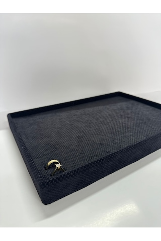 Yerli Üretim Süet Kumaş Siyah Batırmalı Çekmeçe İçi Yüzük Tablası Siyah