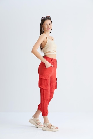 Sortie Collection Kargo Cepli Gofre Pantolon Nar-nar Narçiçeği