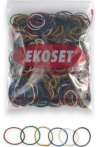 Ekoset Renkli Kauçuk Toka Lastiği Karışık 6 Renk 40 MM 1000 Adet