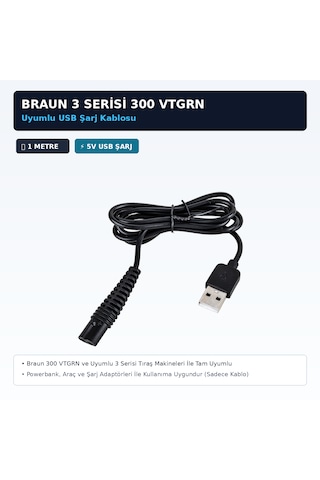 Braun 3 Serisi 300 Vtgrn 5v Usb Şarj Kablosu