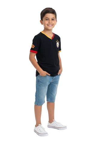 Galatasaray Lisanslı 5 Yıldızlı Siyah Basic Çocuk T-shirt Siyah.