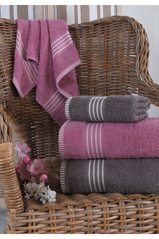 Rebeka Oscar Banyo Havlu Seti Yumuşak Havlu Seti 1200 Gram Mürdüm Antrasit Antrasit - Mürdüm