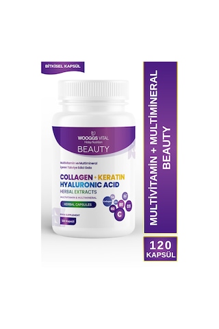 Beauty Kolajen, Keratin Ve Hyaluronik Asit İçeren Multivitamin Multimineral 120 Kapsül