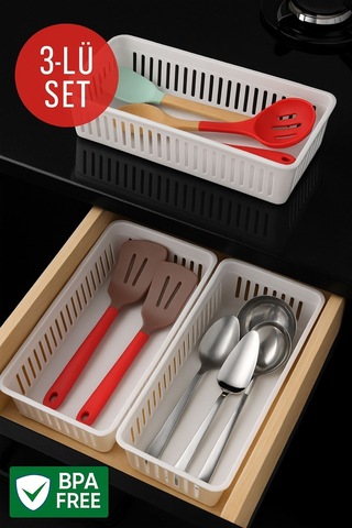 3'lü Çekmece İçi Kaşıklık Sepet Organizer Diğer