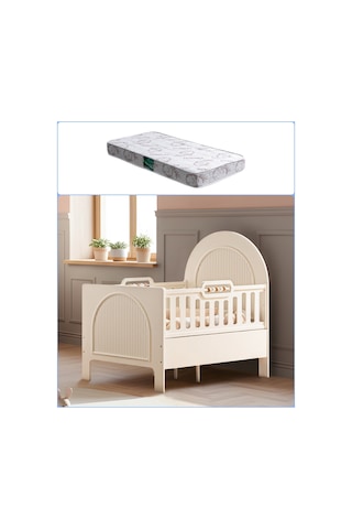 Mdf Beşik, Athena Büyüyen Beşik 90x130 - 1 Adet 90x130 Comfort Yatak Beyaz