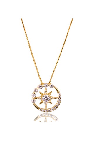 Masaliko Kutup Yıldızı Gümüş Kolye Ms3307, 925 Ayar Kadın Gümüş Kolye, İthal Ürün, Altın Kaplama Altın