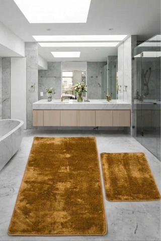 Relax Gold Büyük Boy 80x150 + 50x80 Cm 2'li Banyo Halısı Paspası Seti Kaymaz Klozet Takımı Altın Relax Gold Büyük Boy 80x150 + 50x80 Cm 2'li Banyo Halısı Paspası Seti Kaymaz Klozet Takımı Altın