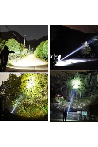 Süper Parlak Şarj Edilebilir Zoom Led Taktik El Feneri Siyah