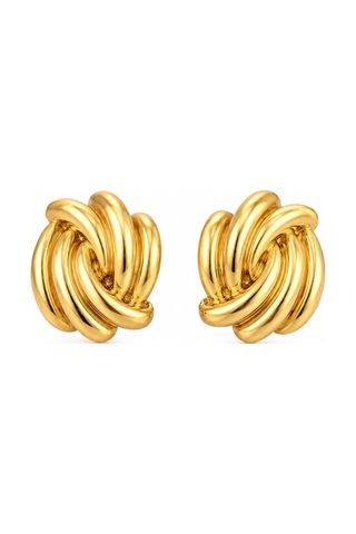 Aura Collection Tresse Gold Düğümlü Çelik Küpe Altın Altın
