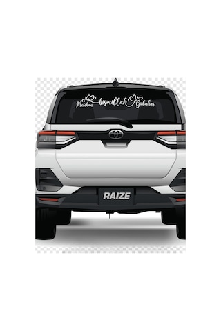 Kişiye Özel Aile Çift Arka Cam Yazısı Bismillah Ve İsimli Dekorlu Sticker Oto Kamyon 10x50 Cm