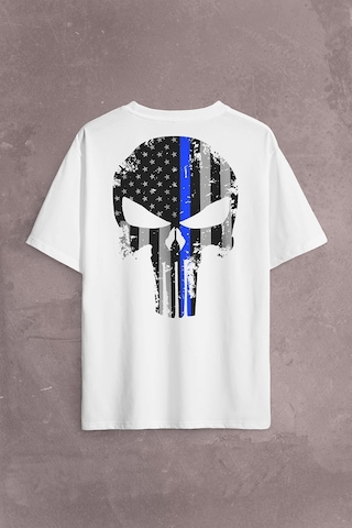 The Crazy Punisher Cezalandırıcı Frank Castle Sırt Ön Baskılı Oversize Tişört Unisex T-shirt 001