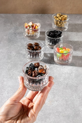 6'lı Cam Lokumluk Çay Kahve Yanı İkramlık Çok Renkli