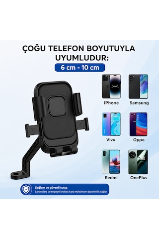 Microcase Universal Motosiklet Bisiklet İçin Şok Emici Güvenli Kilitleme Sistemli Telefon Tutucu Al5744 Siyah