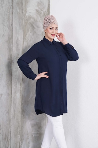 Polologin Butik Lacivert Klasik Gömlek Tunik Lacivert