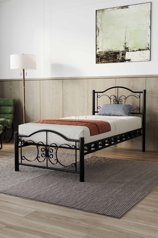 Argimo Pero Tek Kişilik Ferforje Metal Karyola Siyah