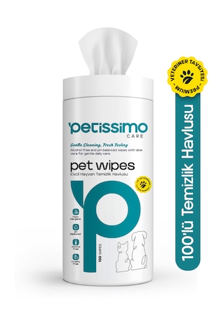 Petissimo Care Kedi Ve Köpekler İçin Islak Temizlik Havlusu - 100'lü