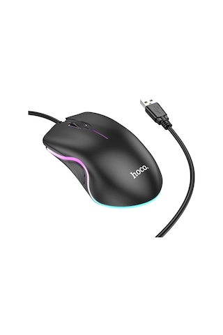 Hoco Gm19 Rgb Led Işıklı Gamer Oyuncu Kablolu Optik Mouse- 5775 Siyah