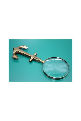 4 Adet Çapalı Pirinç Büyüteç 7682a 25 X 10 Cm Çapalı Tasarım Brass Magnifier