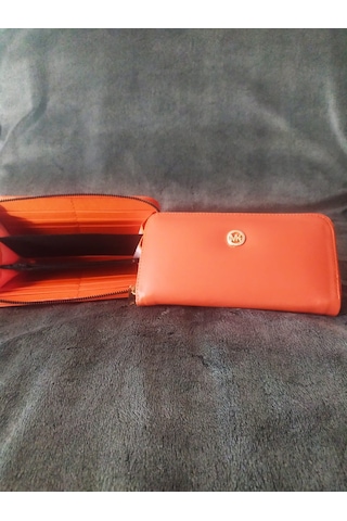Yatay Turuncu Kadın Cüzdanı - Mk Tokalı Turuncu