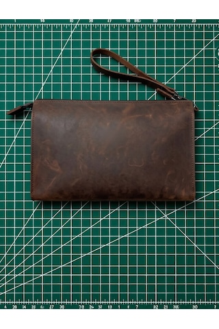 Vintage Leather Craft Hakiki Deri Erkek El Çantası Acı Kahverengi