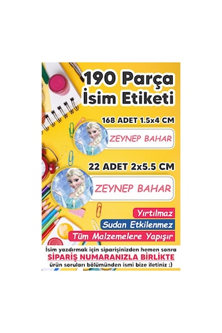 Okul Etiketi Kalem Defter Etiketi Özel Isim Yazılabilen Etiket Elsa 190 Adet
