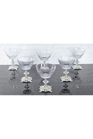 Paşabahçe Serisi Infınıty Kase & Magnolıa Kase & Dondurmalık & Şekerlik Kare Gümüş Döküm Ayaklı Naturel