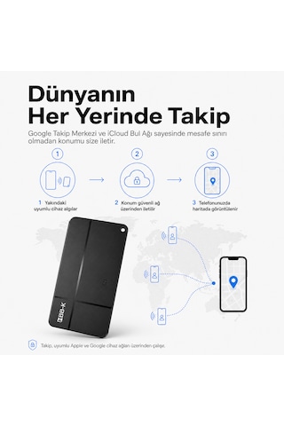 Hi Kart Apple Uyumlu iOS &android Takip Cihazı & Dijital Kartvizit Siyah Tekli Paket