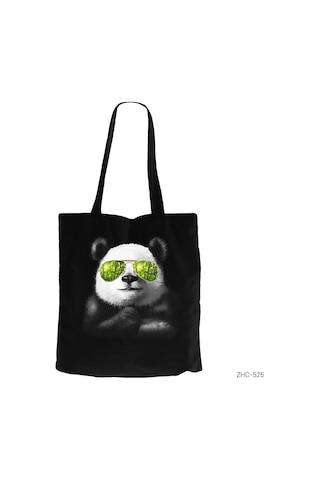 Cool Panda Siyah Kanvas Bez Çanta Siyah