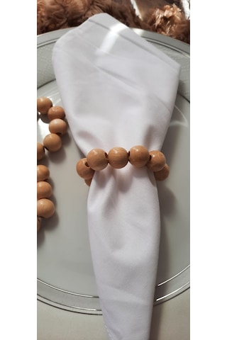 12 Adet Parlak Ahşap Boncuk Peçete Yüzüğü