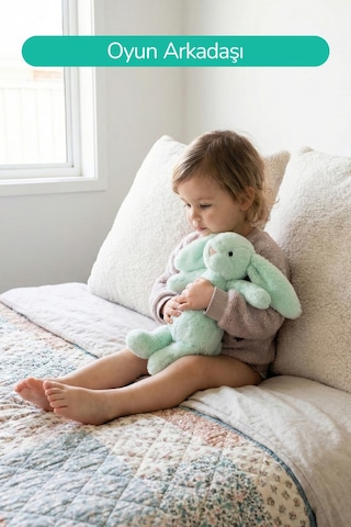 Yumuşacık Peluş Tavşan Hediyelik Bebek Uyku Ve Oyun Arkadaşı 45 Cm Oyuncak Yeşil