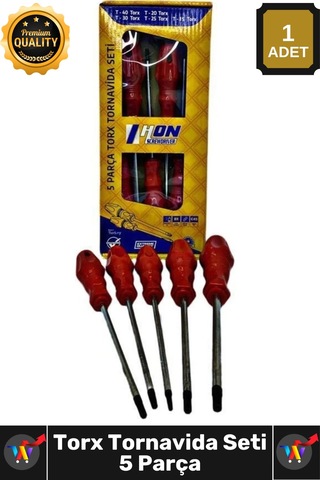 Tornavida Profesyonel T15 T20 T25 T30 T40 Manyetik Uç Endüstriyel Çelik 5 Parça Torx Tornavida Seti