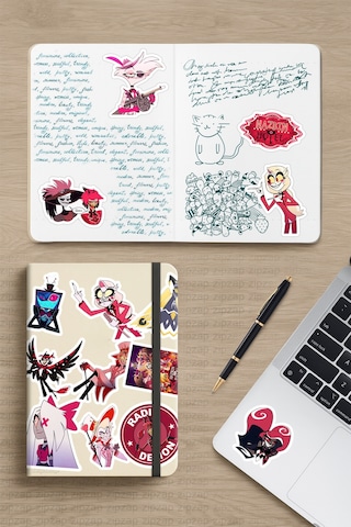 Hazbin Hotel Anime Animasyon Alastor Laptop Bullet Journal Yapışkanlı Folyo Sticker Paketi 21 Adet Çok Renkli