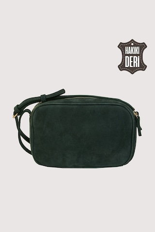 Hakiki Deri Kadın Çapraz Omuz Çantası Yeşil Süet Smr8975 Yeşil Süet