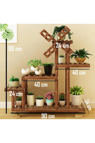 Alandekor Eskitme Ahşap Dekoratif Çiçeklik Saksılık Balkon Bahçe Standı (449233695) Ceviz