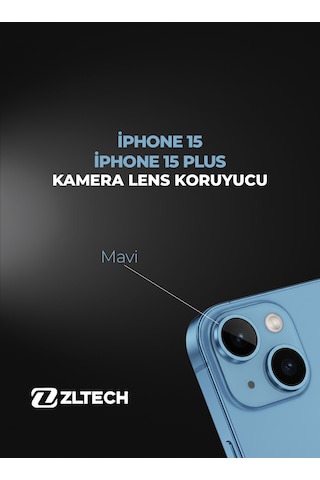 İphone 15/15plus Uyumlu Kamera Lens Koruyucu Mavi