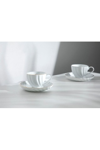 Nehir Yasemin Beyaz 12 Parça Porselen Çay Takımı 92007