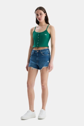 Ucla Rhodes Yeşil Askılı Nakışlı Kadın Crop Yeşil