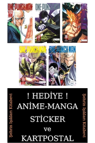 One Punch Man 16-17-18-19-20 Manga Seti 5 Kitap / Tek Yumruk / Anime-manga Sticker Ve Kartpostal