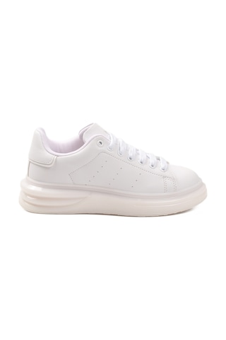 Beyaz Bağcıklı Cilt Hafifi Unisex Sneaker 628 G Beyaz