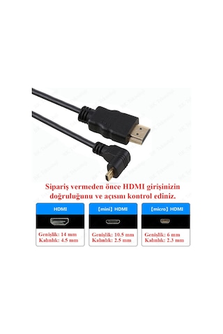 Micro HDMI to HDMI 90 Derece Açılı Mikro HDMI Tablet Kamera Kablo