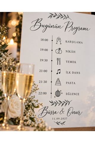 Düğün Akış Programı Panosu - Kişiye Özel Mdf