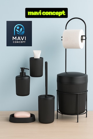 Lüks Şık 6 Lı Banyo Seti Mat Siyah