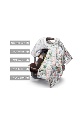 Suofeng Bebek Araç Koltuğu Güneşlikli Örtü - Pamuklu Ve Polyester, 100x78cm, Çiçek Desenli