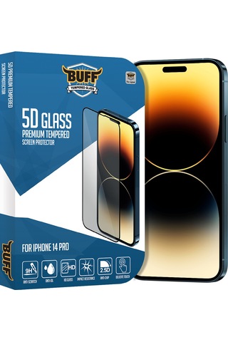 Buff Apple iPhone Uyumlu 14 Pro - 2x5d Ekran Koruyucu + Şeffaf Kılıf + Lens Koruyucu Glass