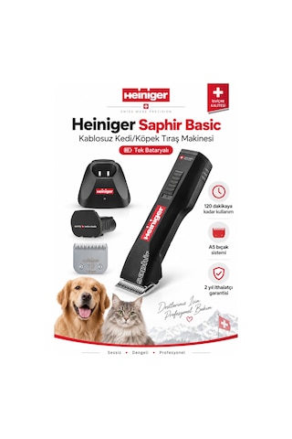 Heiniger Saphir Basic Şarjlı Evcil Hayvan Tıraş Makinesi Siyah