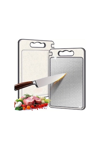 Liangmei 1 Adet Paslanmaz Çelik Kesme Tahtası Çift Taraflı Kesme -